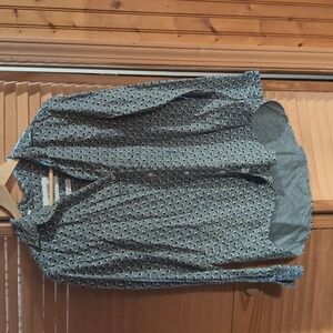 NWOT Grayson grey light flannel button down with small heart pattern